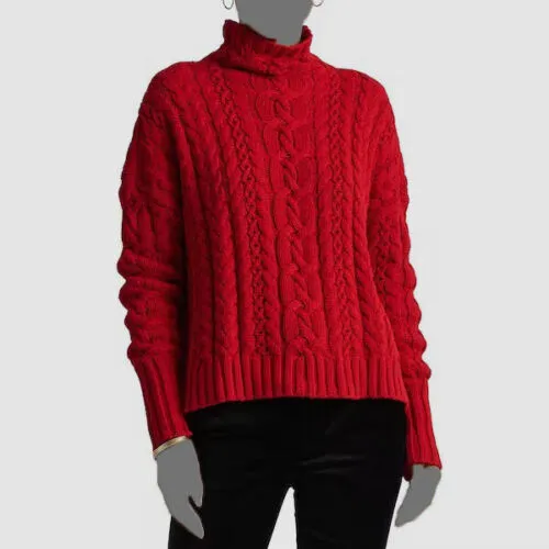 Lauren Ralph Lauren Plus-Size Cable-Knit Turtleneck Sweater  Color Lipstick Red Size 2X