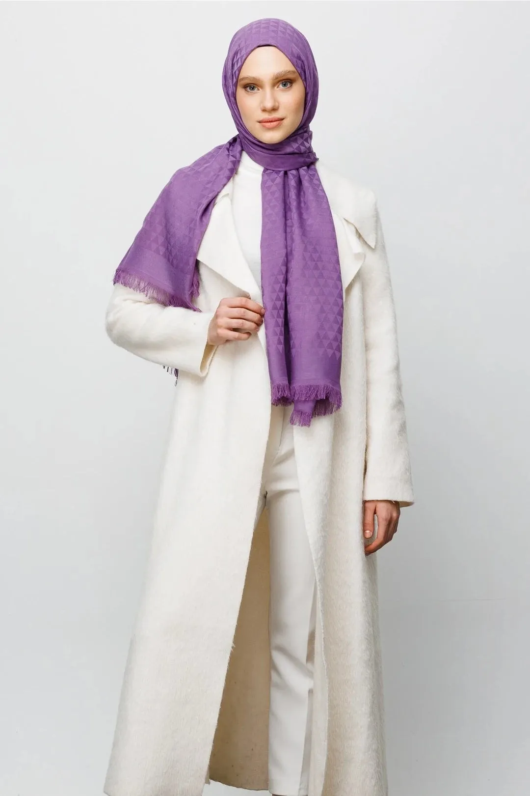 Lavender Prism Pattern Cotton Jacquard Hijab