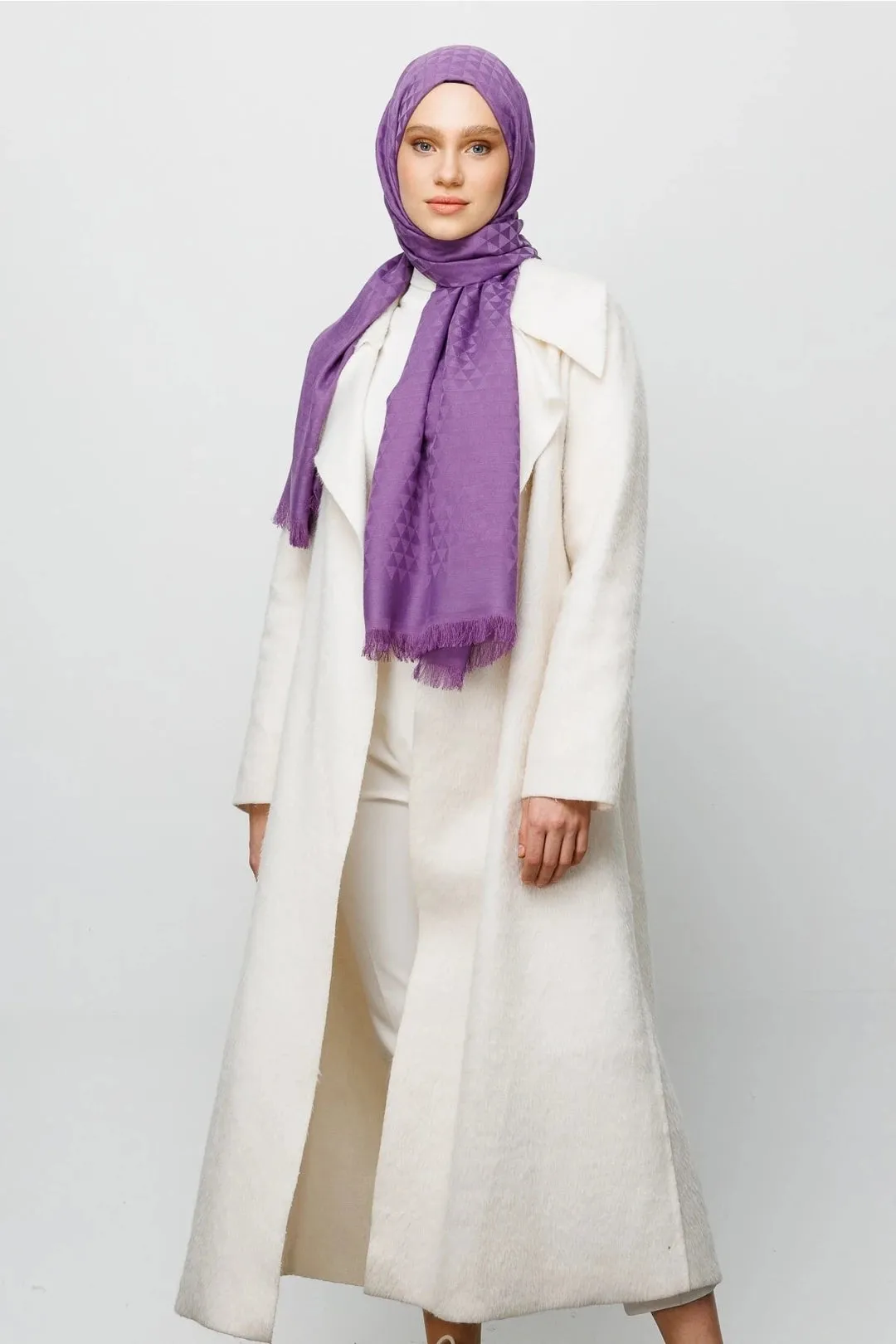 Lavender Prism Pattern Cotton Jacquard Hijab