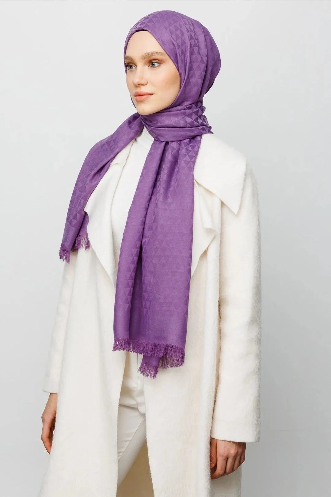 Lavender Prism Pattern Cotton Jacquard Hijab