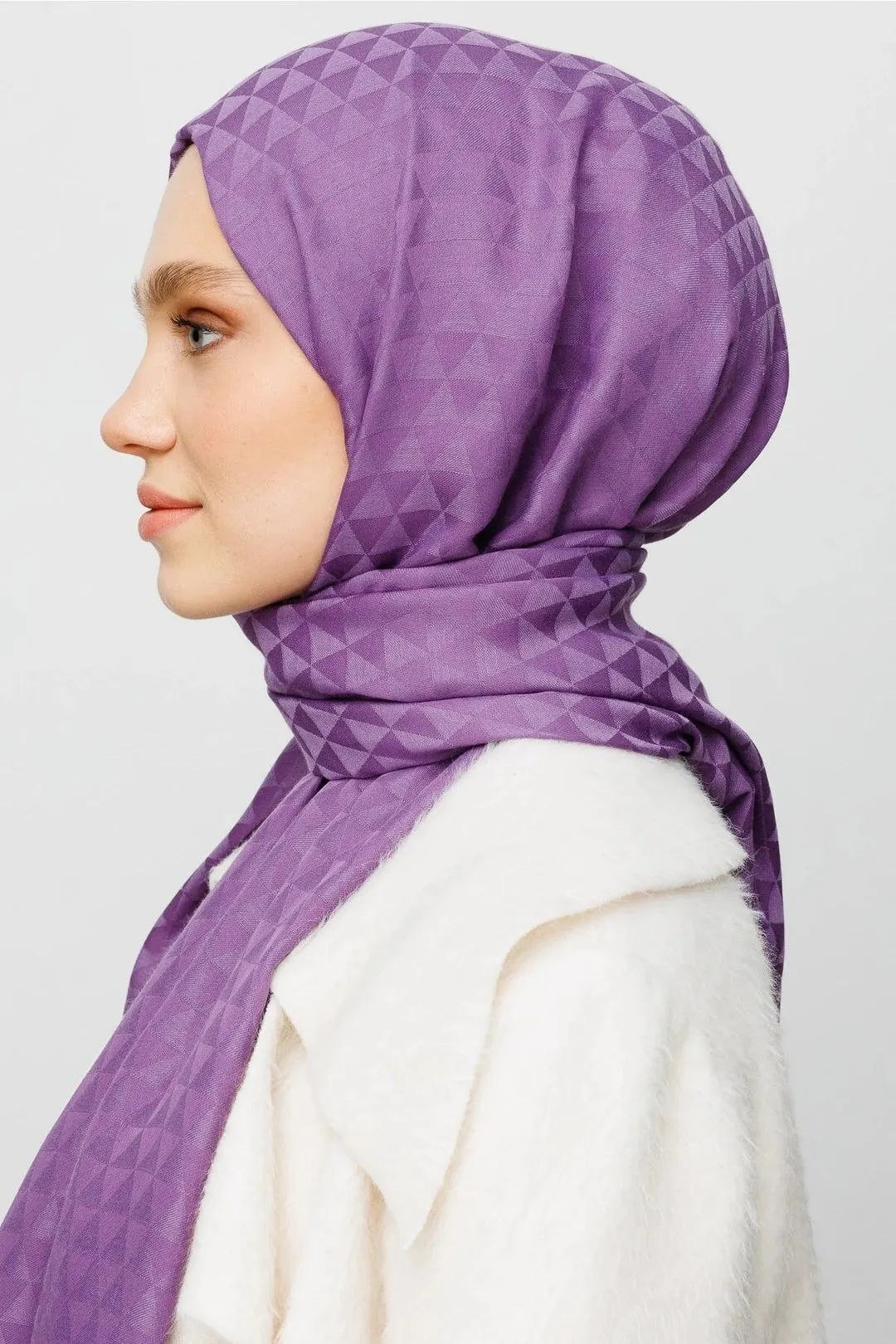 Lavender Prism Pattern Cotton Jacquard Hijab