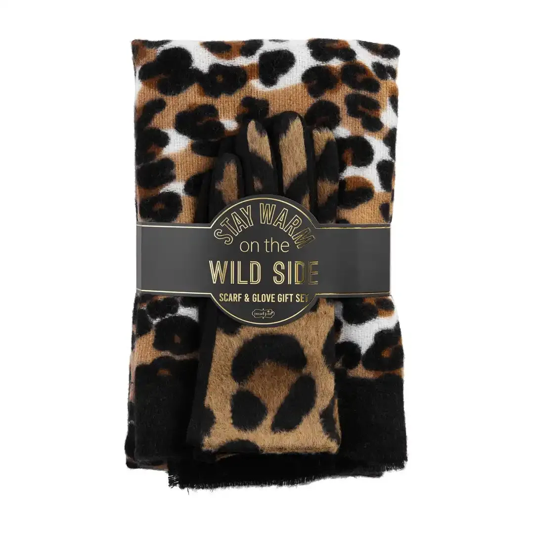 Leopard Scarf/Gloves Gift Set