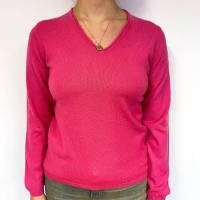 Lupin Pink Cashmere V-Neck Jumper Small