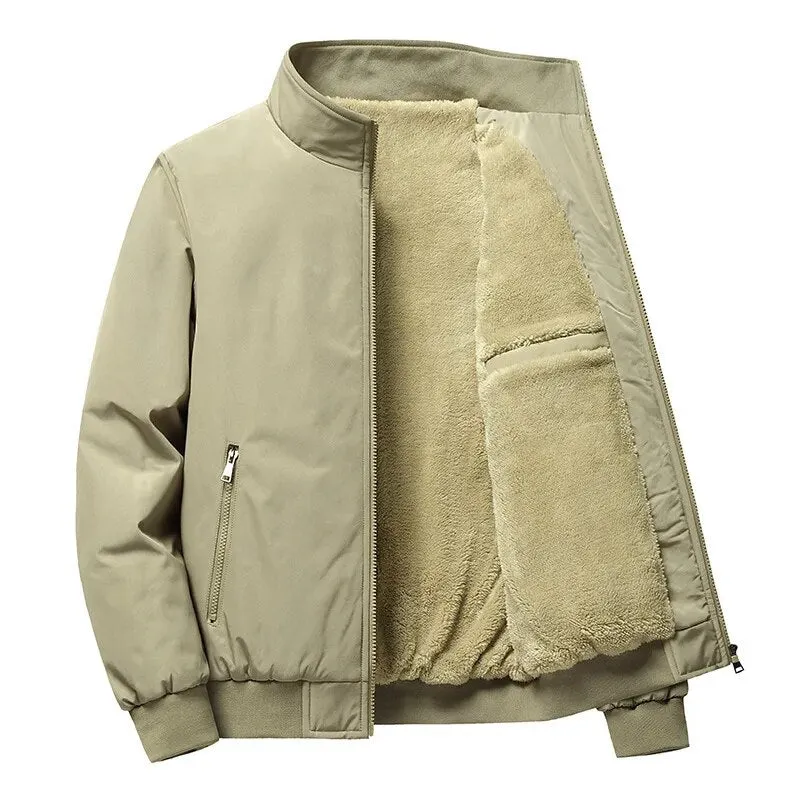Men Casual Sherpa Lined Bomber Jacket