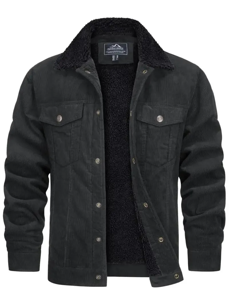 Men's Cargo Jacket - Thermal Lined, Lightweight for Fall & Winter