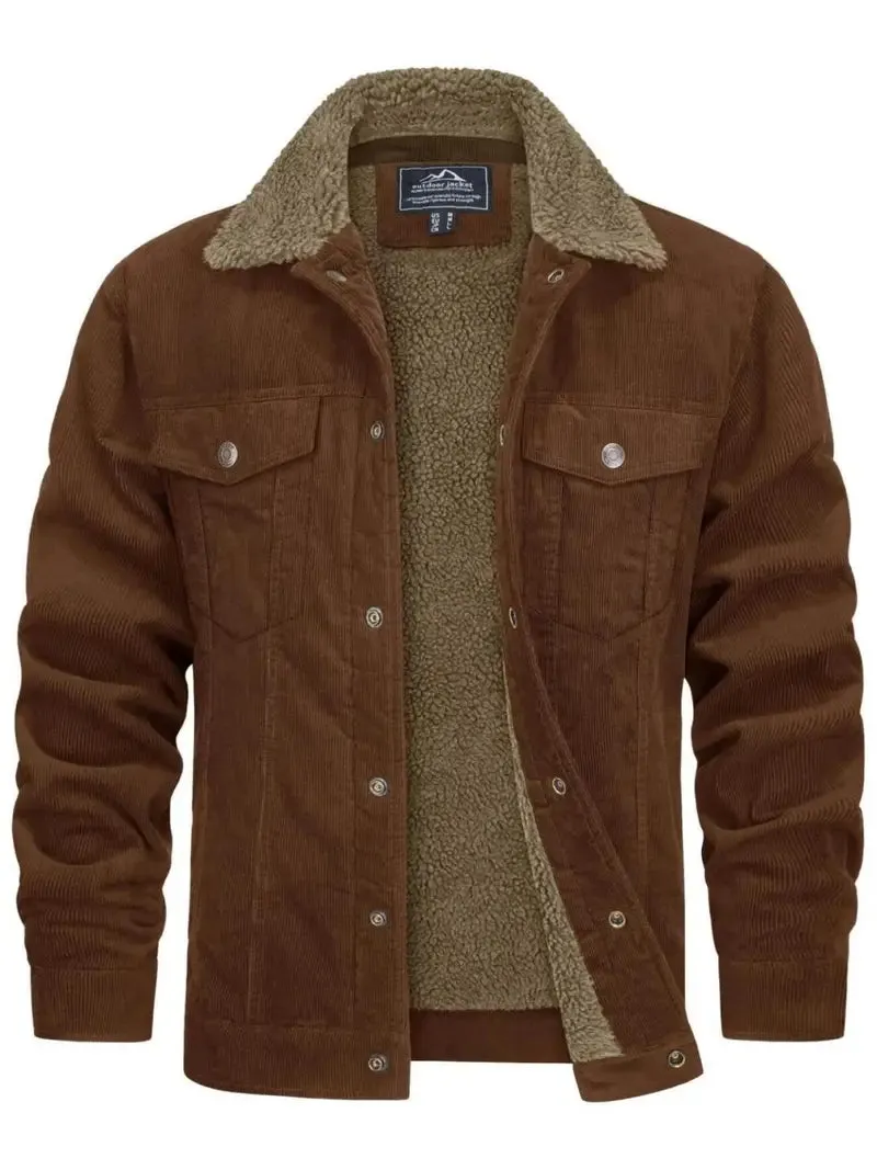 Men's Cargo Jacket - Thermal Lined, Lightweight for Fall & Winter