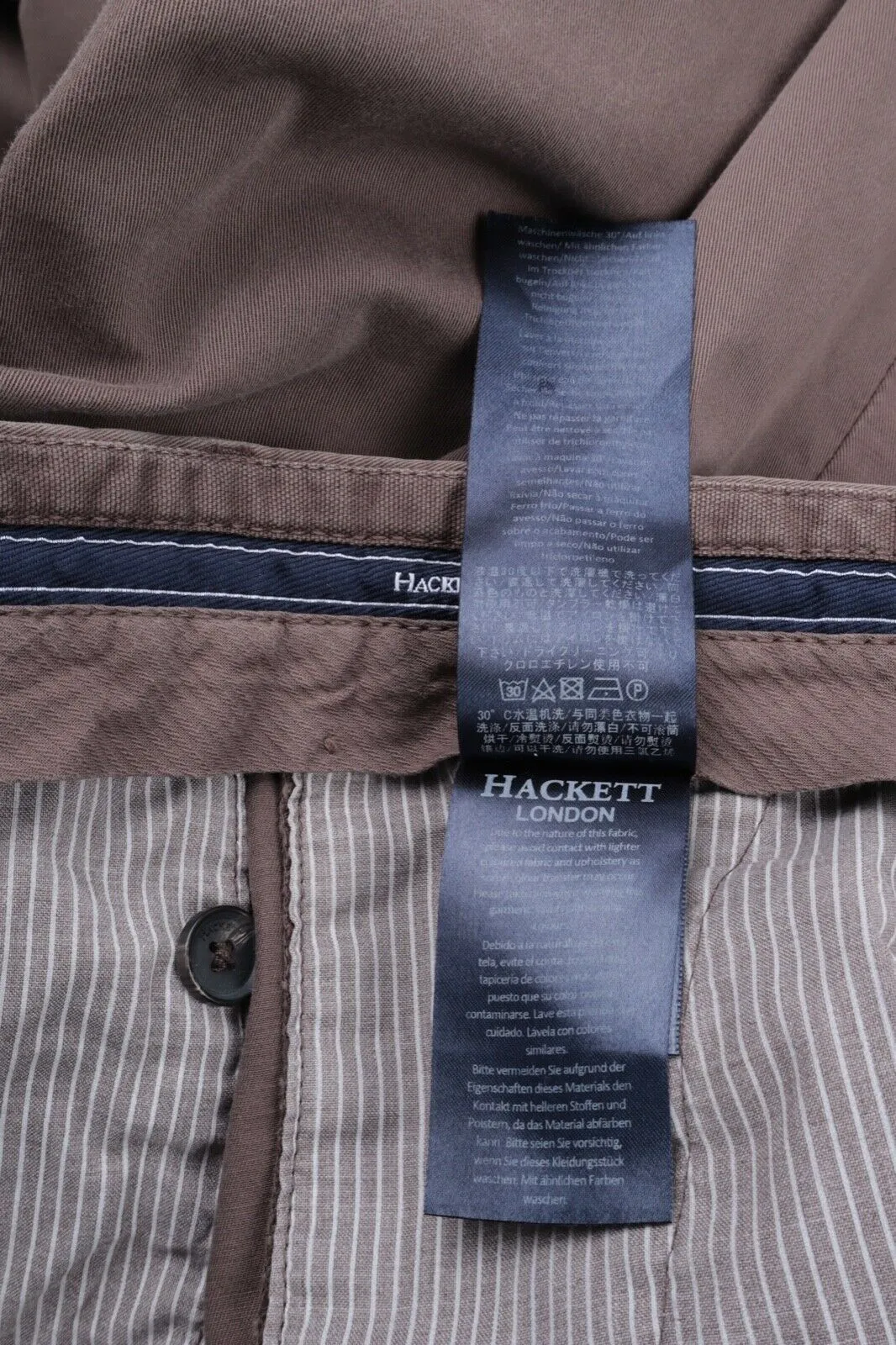 Men's HACKETT LONDON Kensington Brown Cotton Chino Pants Trousers Size 31L