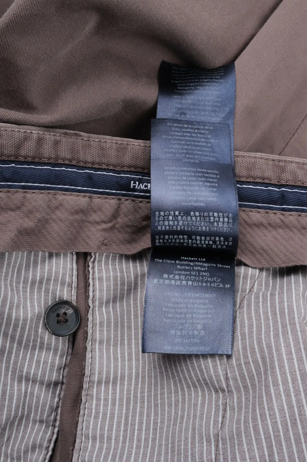 Men's HACKETT LONDON Kensington Brown Cotton Chino Pants Trousers Size 31L