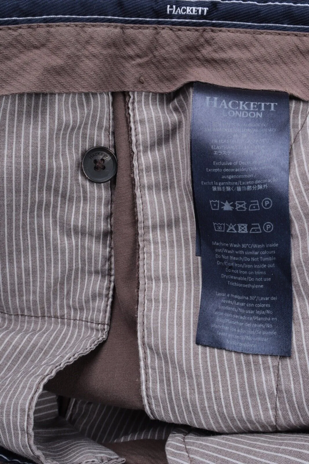 Men's HACKETT LONDON Kensington Brown Cotton Chino Pants Trousers Size 31L