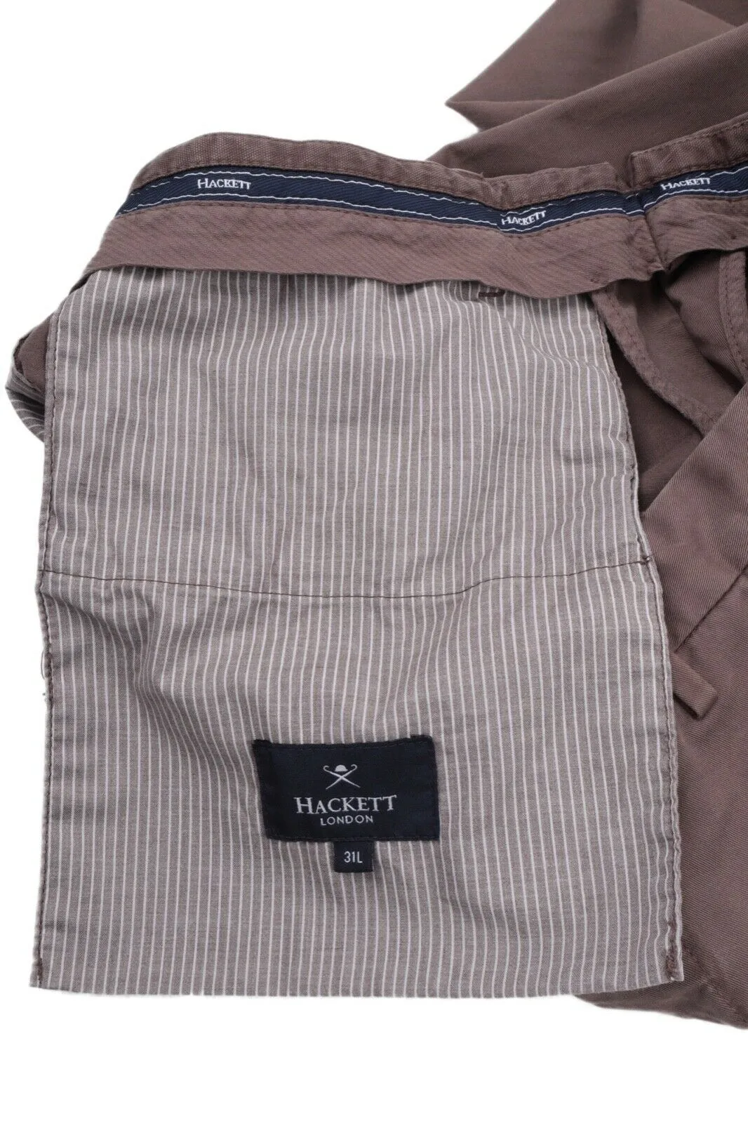 Men's HACKETT LONDON Kensington Brown Cotton Chino Pants Trousers Size 31L