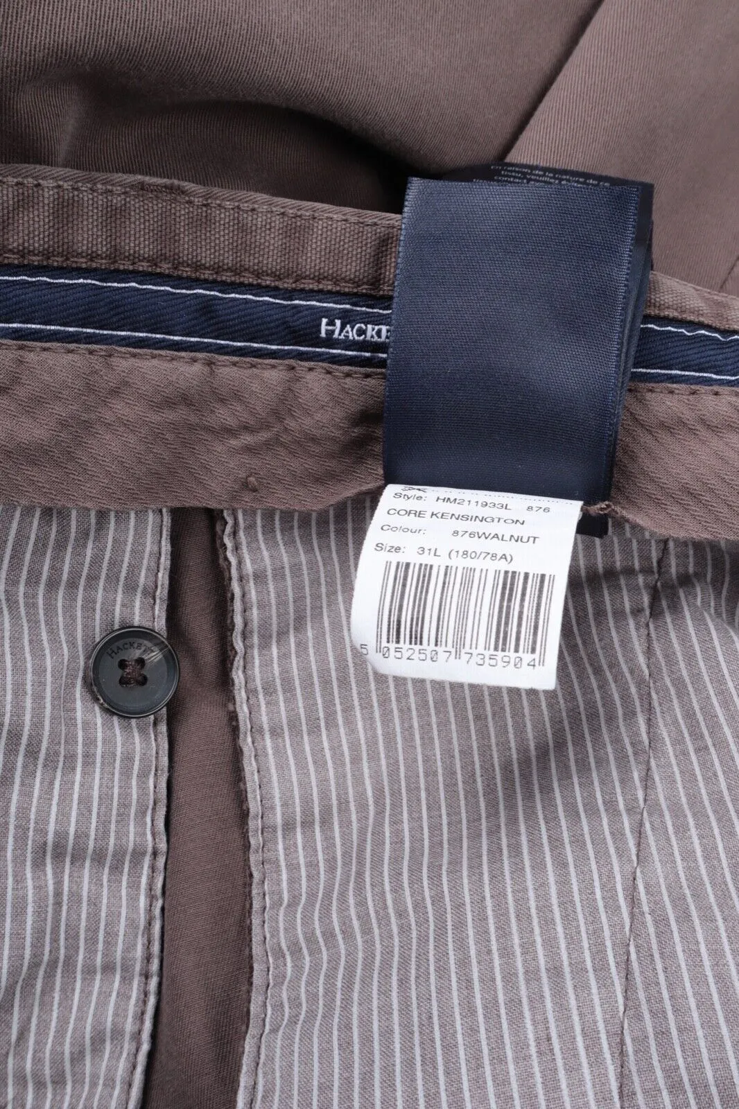 Men's HACKETT LONDON Kensington Brown Cotton Chino Pants Trousers Size 31L