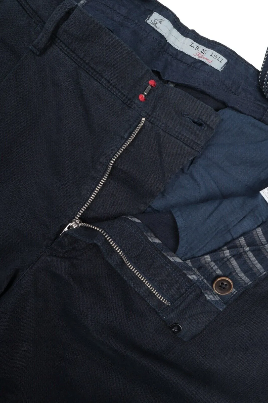 Men's L.B.M. 1911 Navy Blue Cotton Pleated Chino Pants Trousers Size 52 R