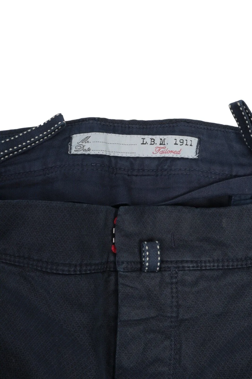 Men's L.B.M. 1911 Navy Blue Cotton Pleated Chino Pants Trousers Size 52 R