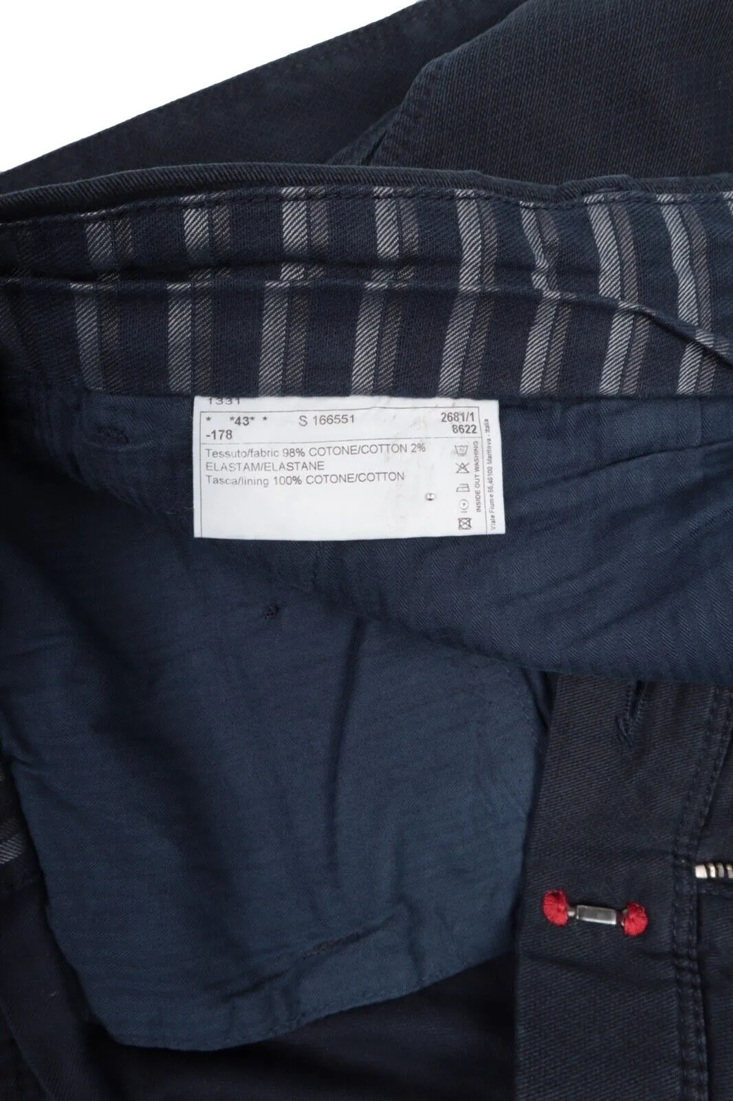 Men's L.B.M. 1911 Navy Blue Cotton Pleated Chino Pants Trousers Size 52 R