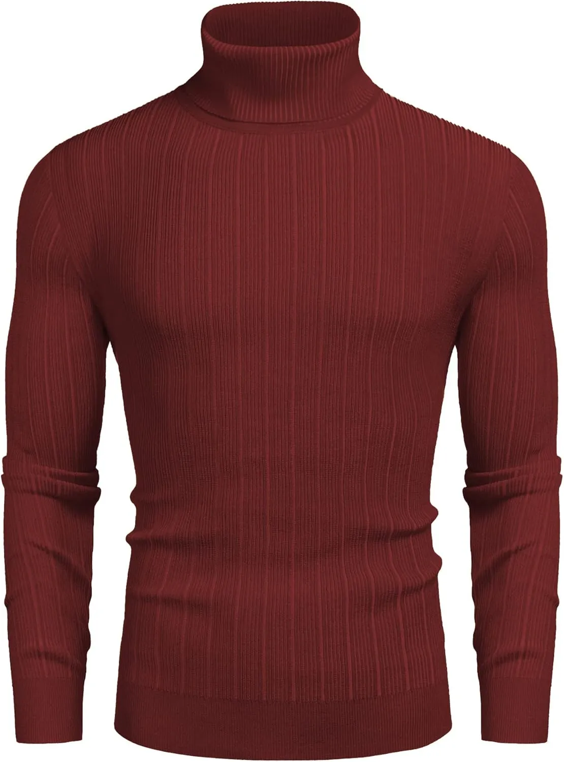 Men's Slim Fit Turtleneck Sweater Ribbed Knitted High Neck Pullover Sweaters
