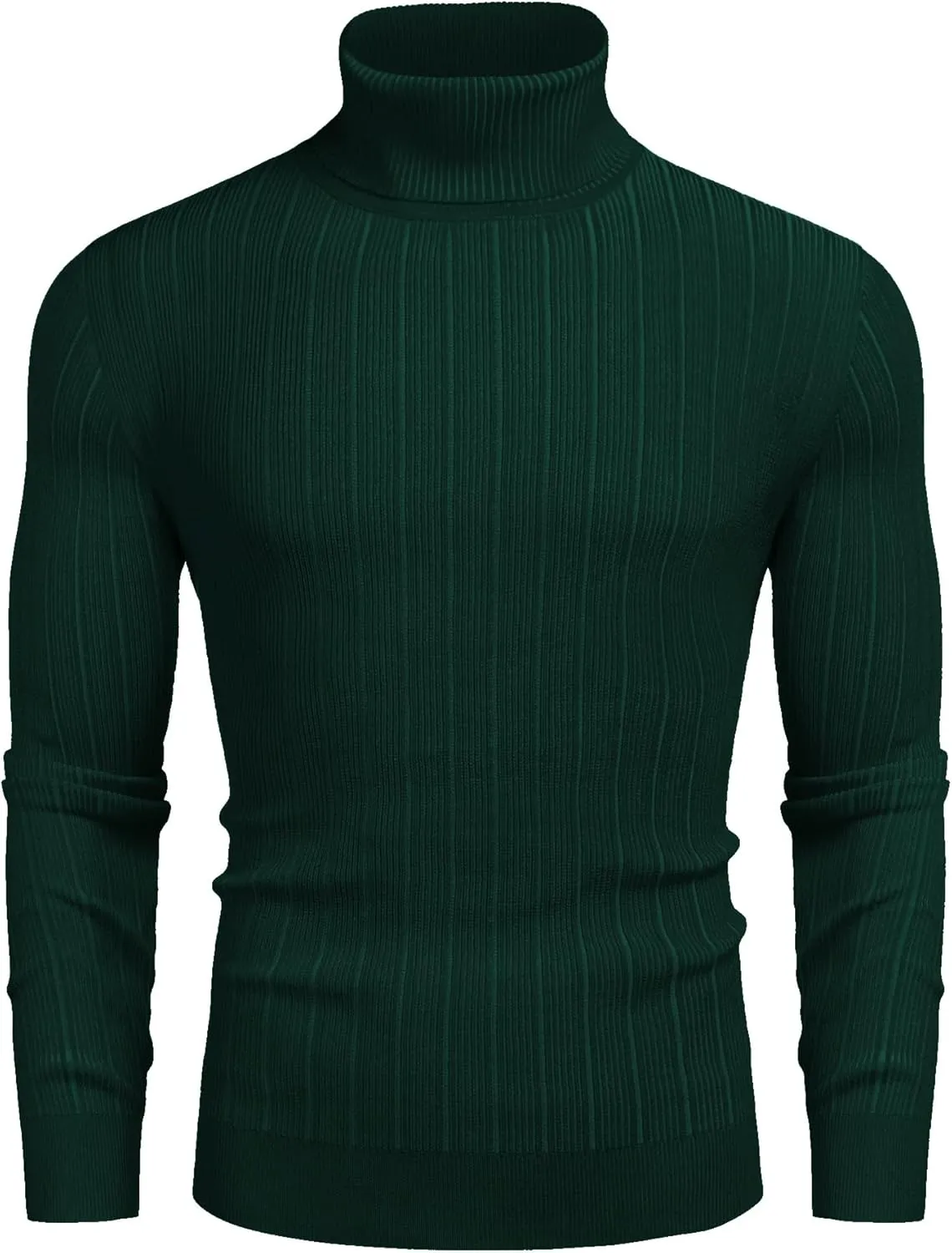 Men's Slim Fit Turtleneck Sweater Ribbed Knitted High Neck Pullover Sweaters