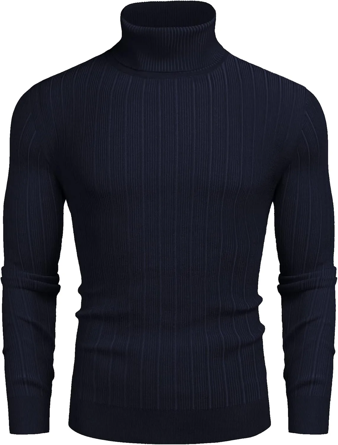 Men's Slim Fit Turtleneck Sweater Ribbed Knitted High Neck Pullover Sweaters