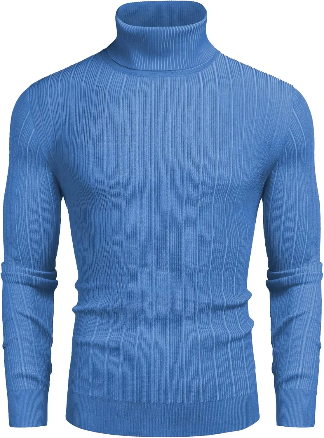 Men's Slim Fit Turtleneck Sweater Ribbed Knitted High Neck Pullover Sweaters