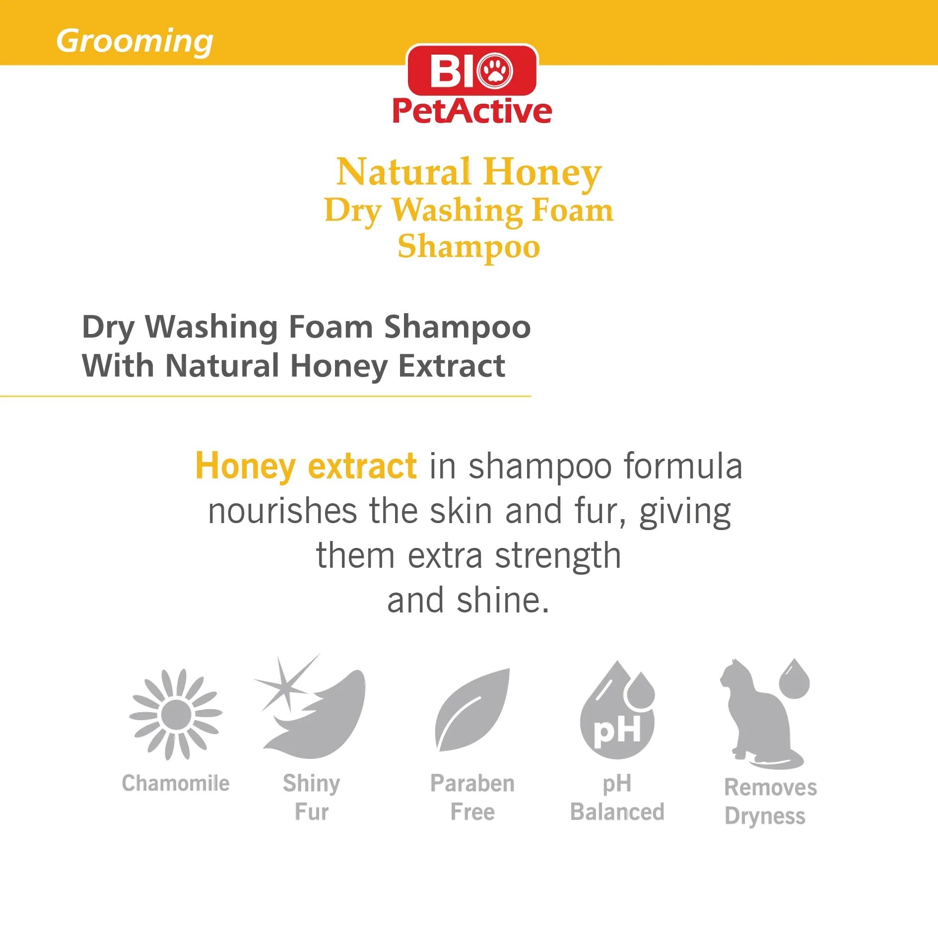 NATURAL HONEY DRY WASHING FOAM SHAMPOO FOR CAT
