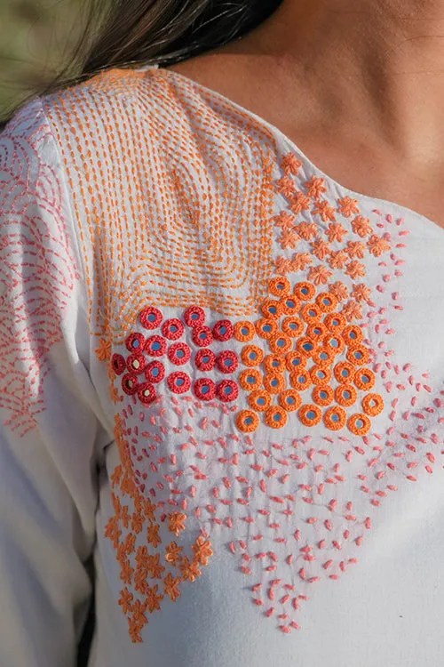 Okhai 'Riverside' Pure Cotton Hand Embroidered Mirror Work Dress