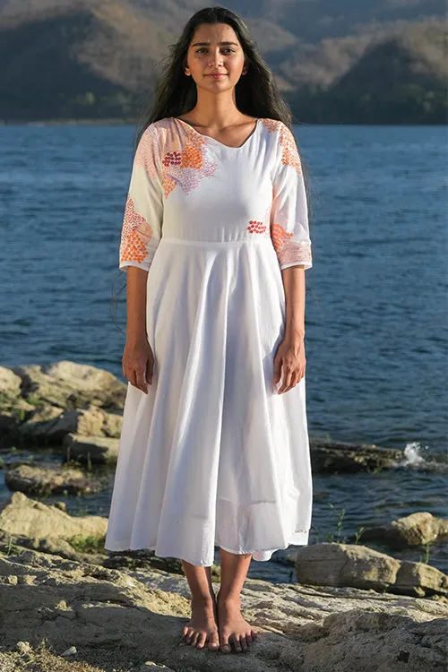 Okhai 'Riverside' Pure Cotton Hand Embroidered Mirror Work Dress
