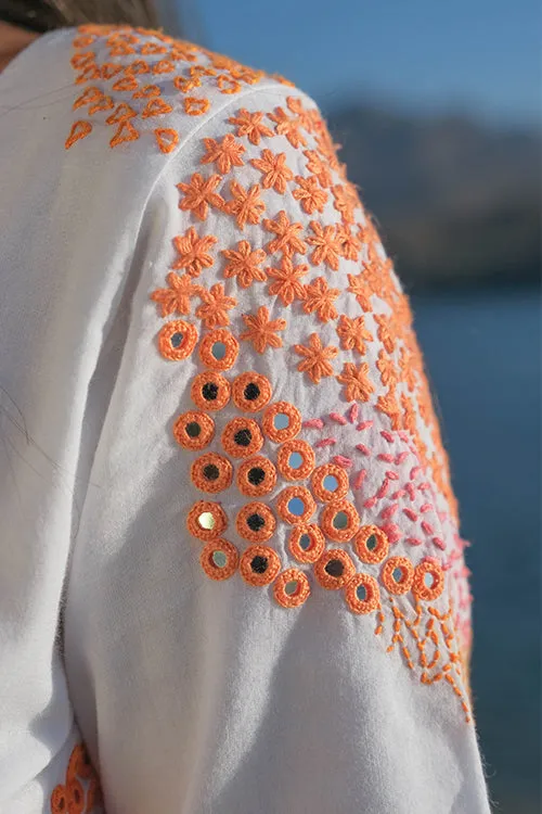 Okhai 'Riverside' Pure Cotton Hand Embroidered Mirror Work Dress