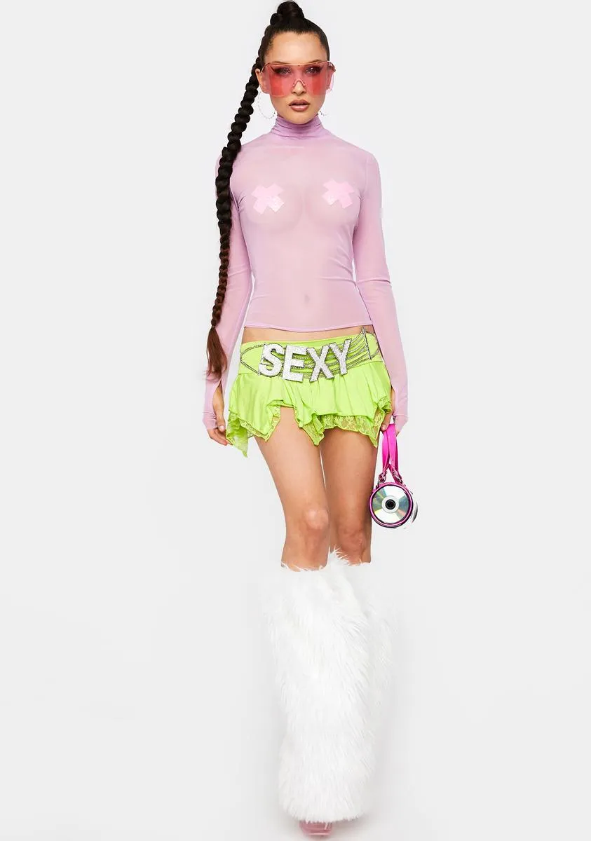 Orchid Zadie Mesh Turtleneck Top
