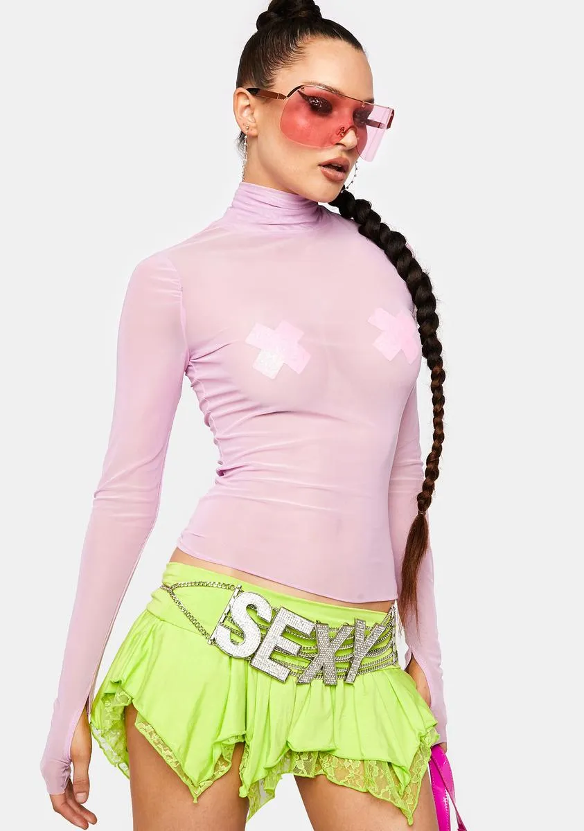 Orchid Zadie Mesh Turtleneck Top