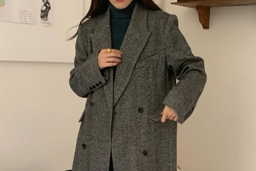 Peak Lapel Maxi Double-Breasted Coat