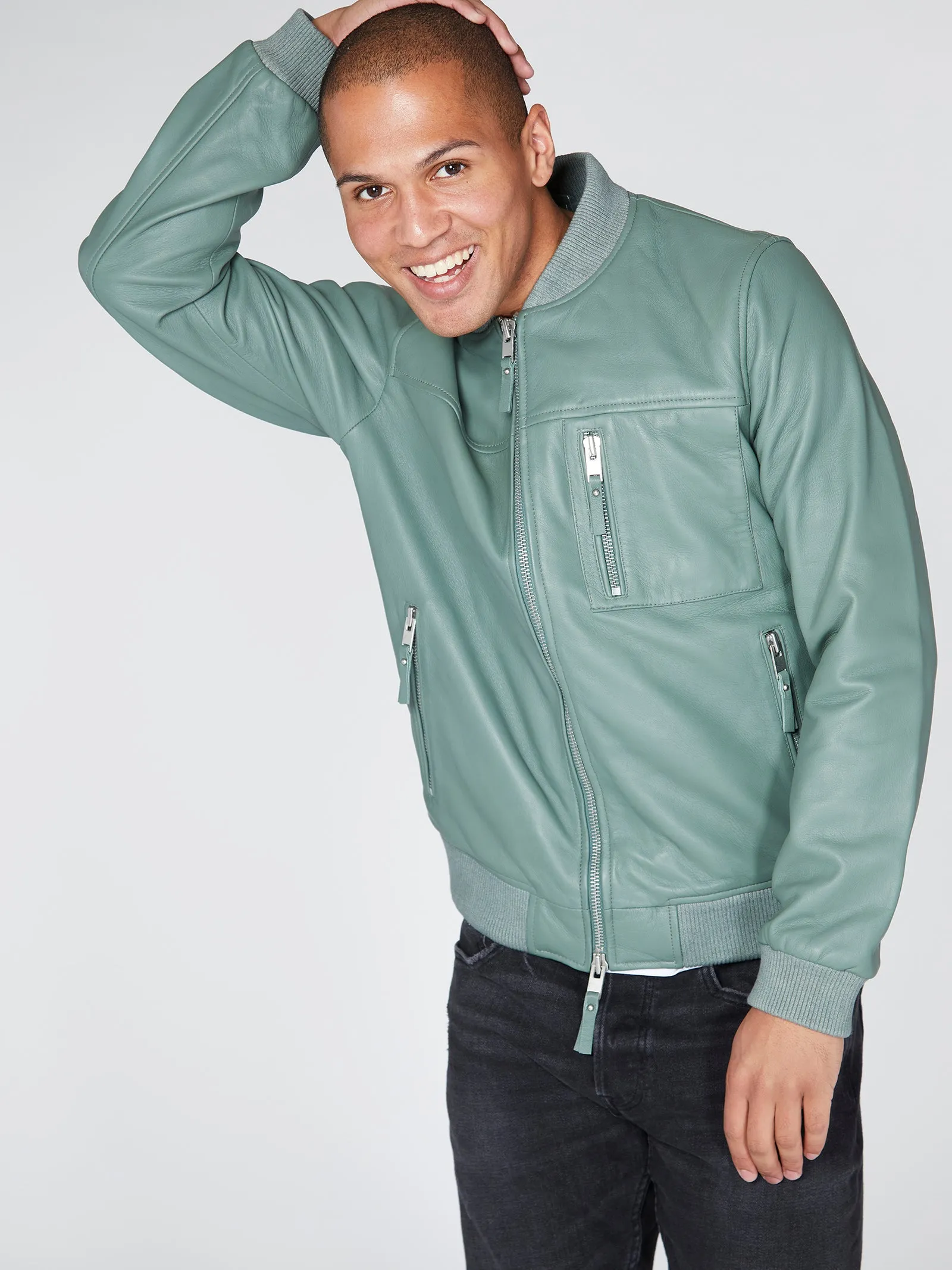Real Leather Tommy Bomber Jacket