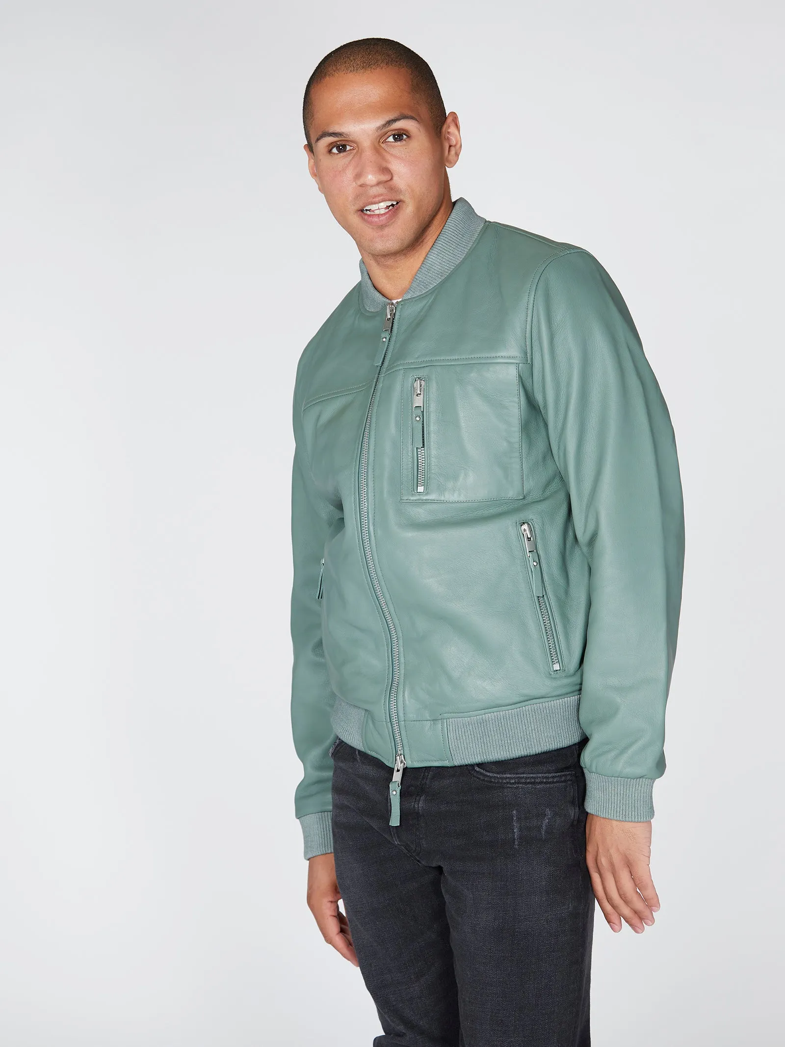 Real Leather Tommy Bomber Jacket