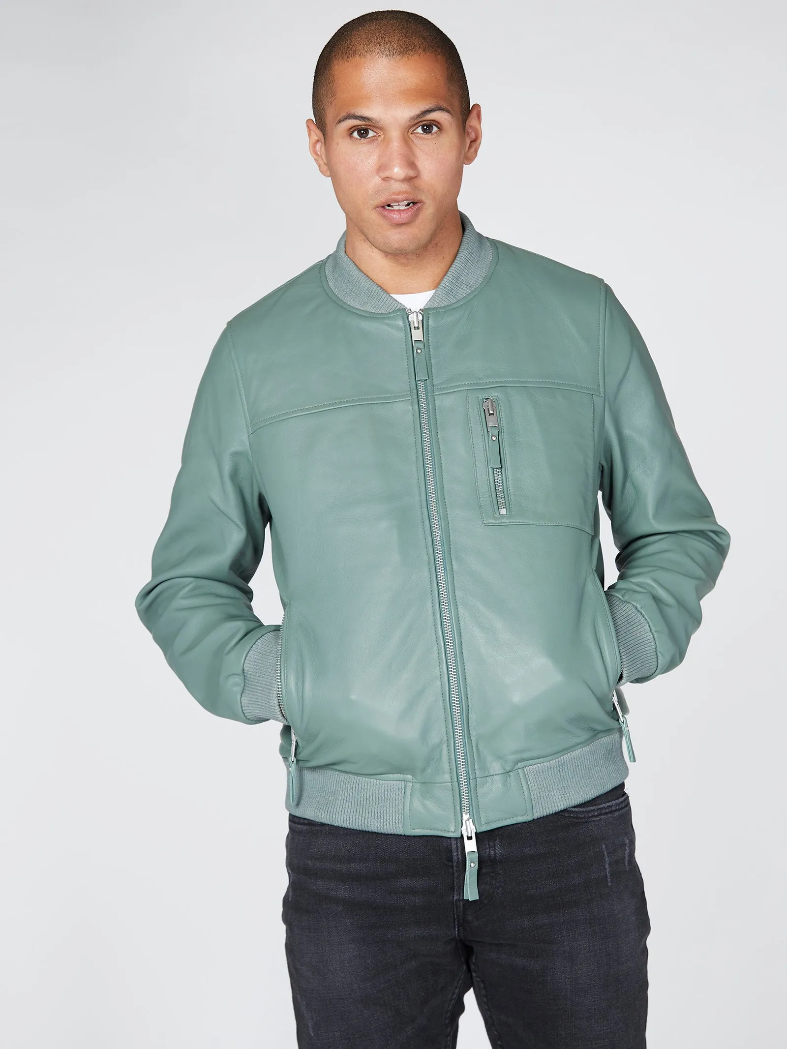 Real Leather Tommy Bomber Jacket