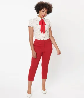 Red Heart Pocket Smarty Pants Capri Pants