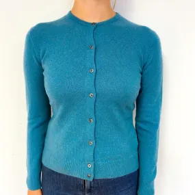 Sea Green Cashmere Crew Neck Cardigan Small
