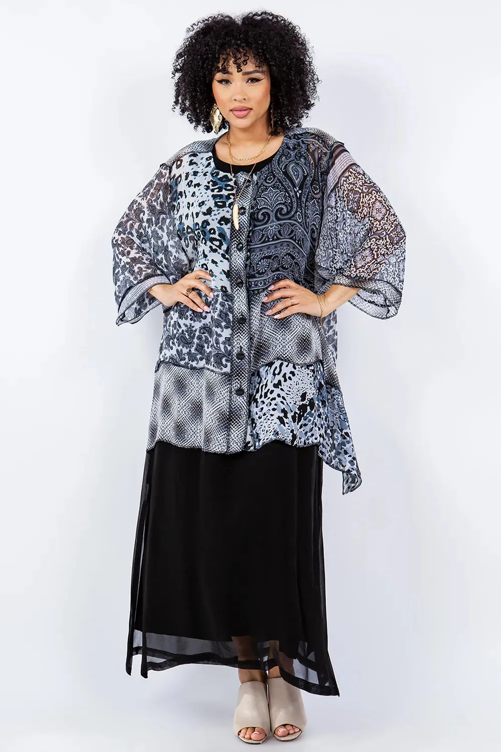 Sterling Style Short Happy Coat -  5855SHC BLACK/SILVER