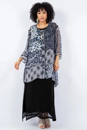 Sterling Style Short Happy Coat -  5855SHC BLACK/SILVER