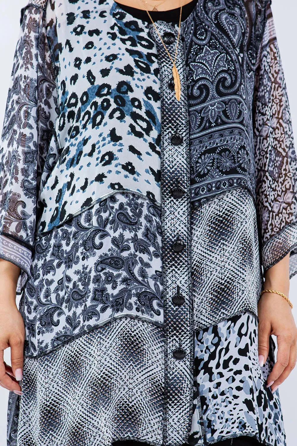 Sterling Style Short Happy Coat -  5855SHC BLACK/SILVER