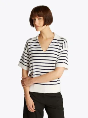 Stripe Short Sleeve Polo Jumper