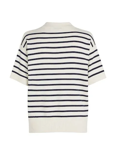 Stripe Short Sleeve Polo Jumper