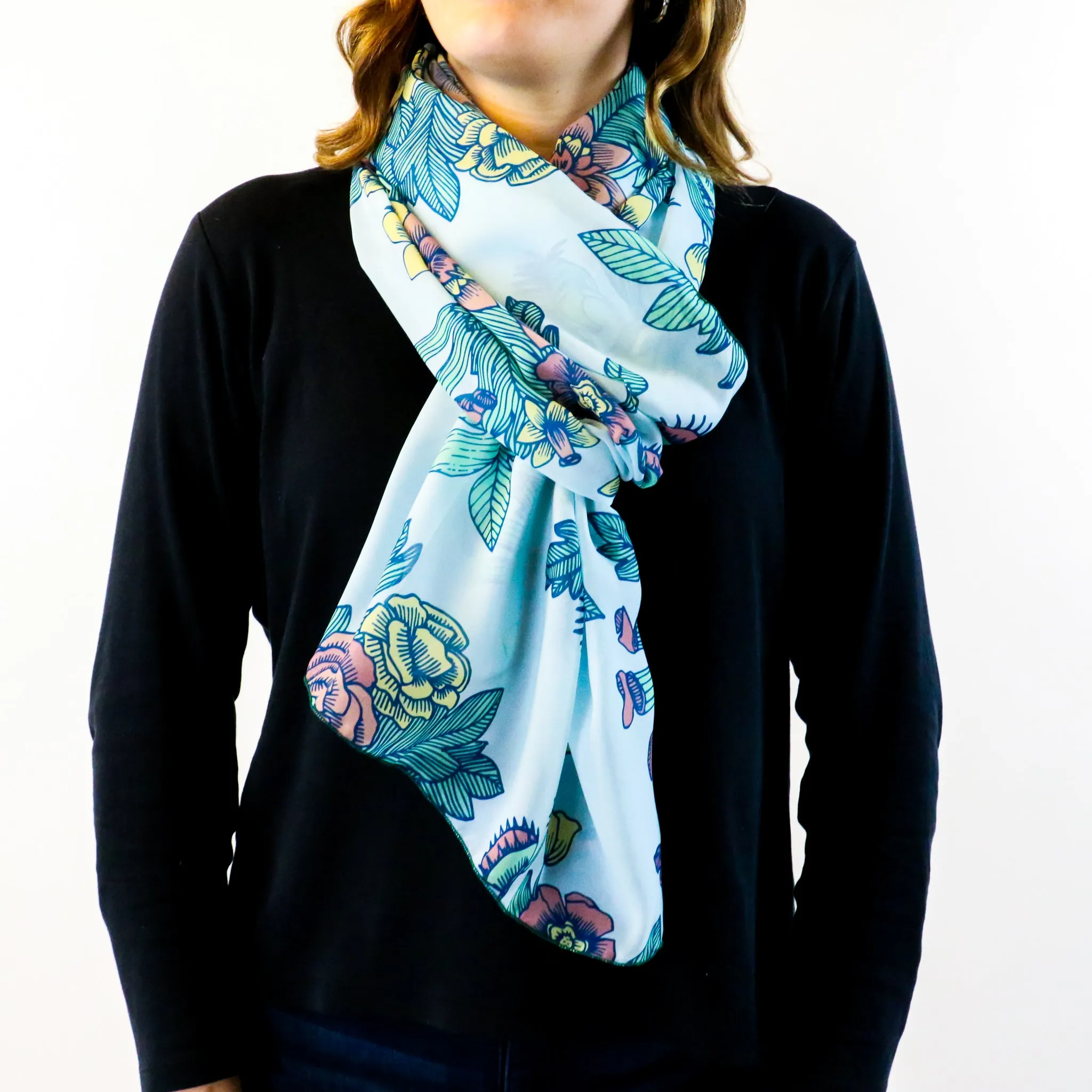 Tattoo Floral Rectangle Scarf