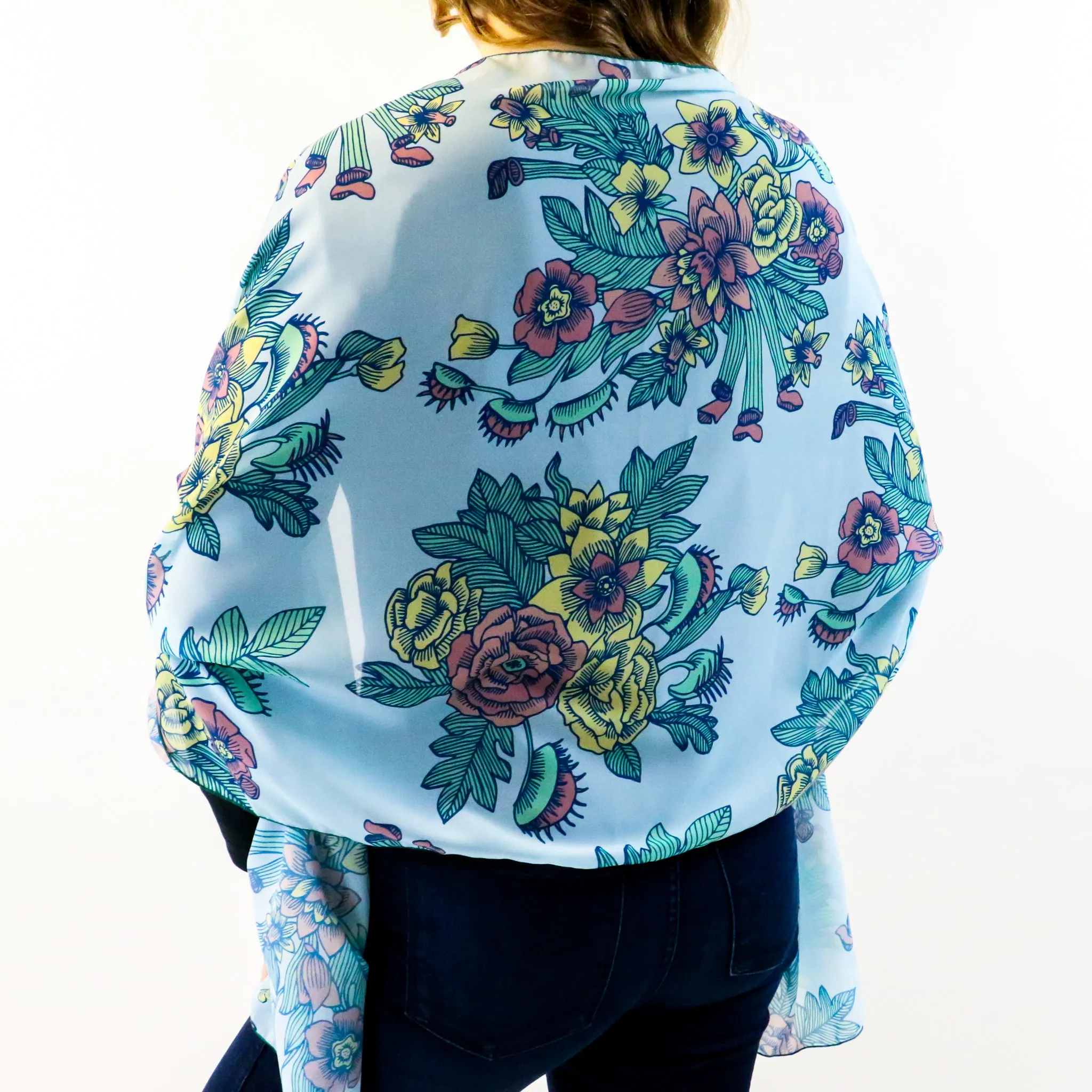 Tattoo Floral Rectangle Scarf