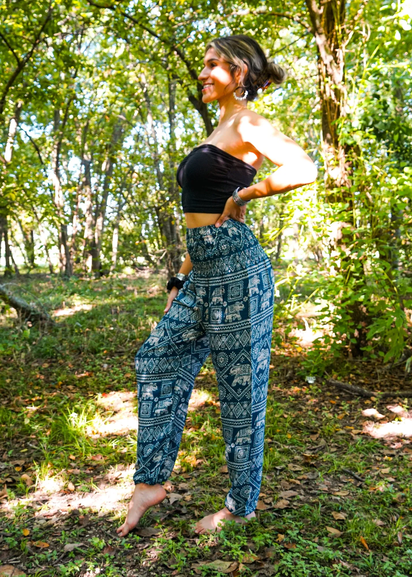 Teal Star Elephant Harem Pants