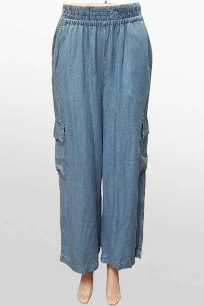 Tencel Wide Leg Cargo Pants