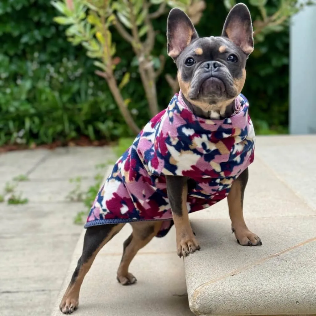 The Floofy Fleece Dog Coat | Navy Print