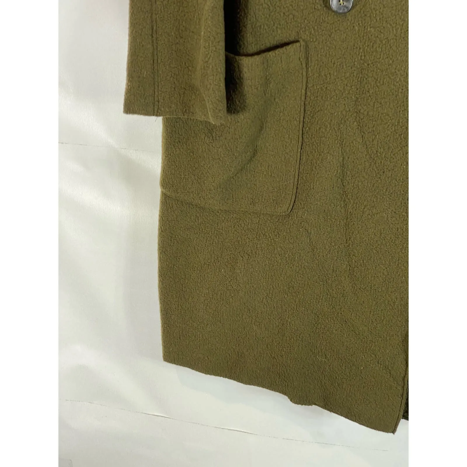 THEORY Men's Army Green Plush Knit Single Button Virgin Wool Coat SZ L