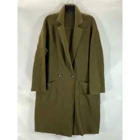 THEORY Men's Army Green Plush Knit Single Button Virgin Wool Coat SZ L