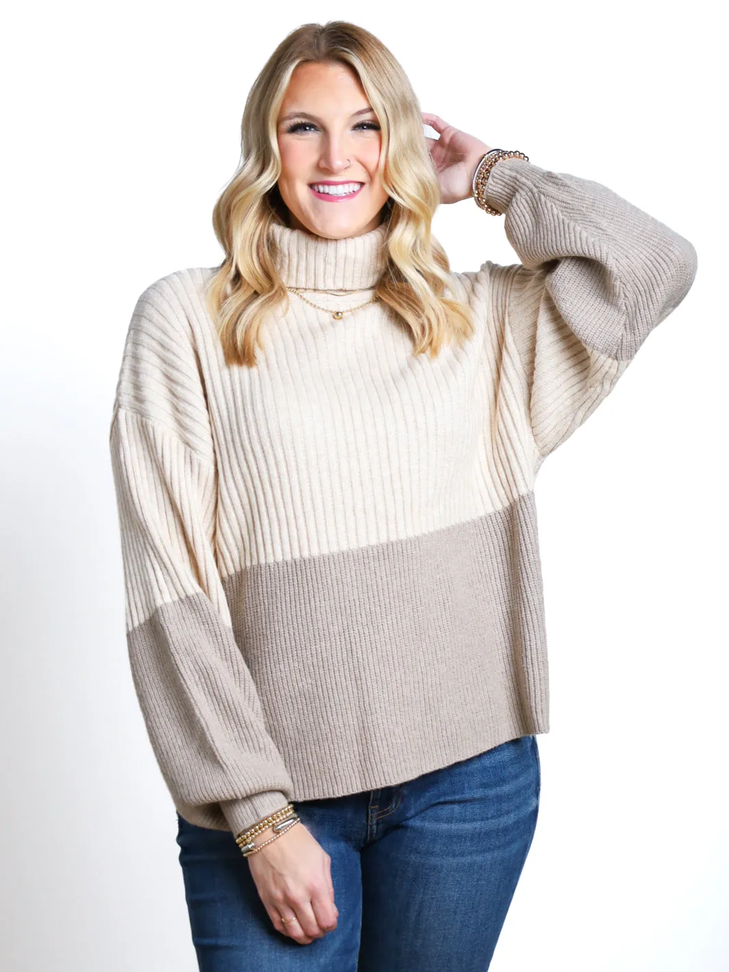 This Is Why Colorblock Turtleneck Sweater- Final Sale