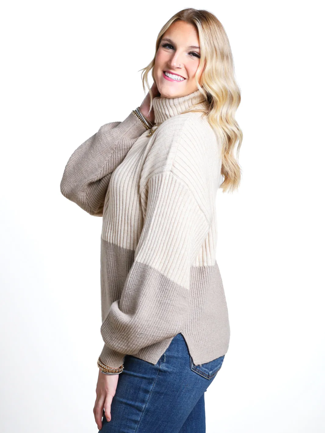 This Is Why Colorblock Turtleneck Sweater- Final Sale