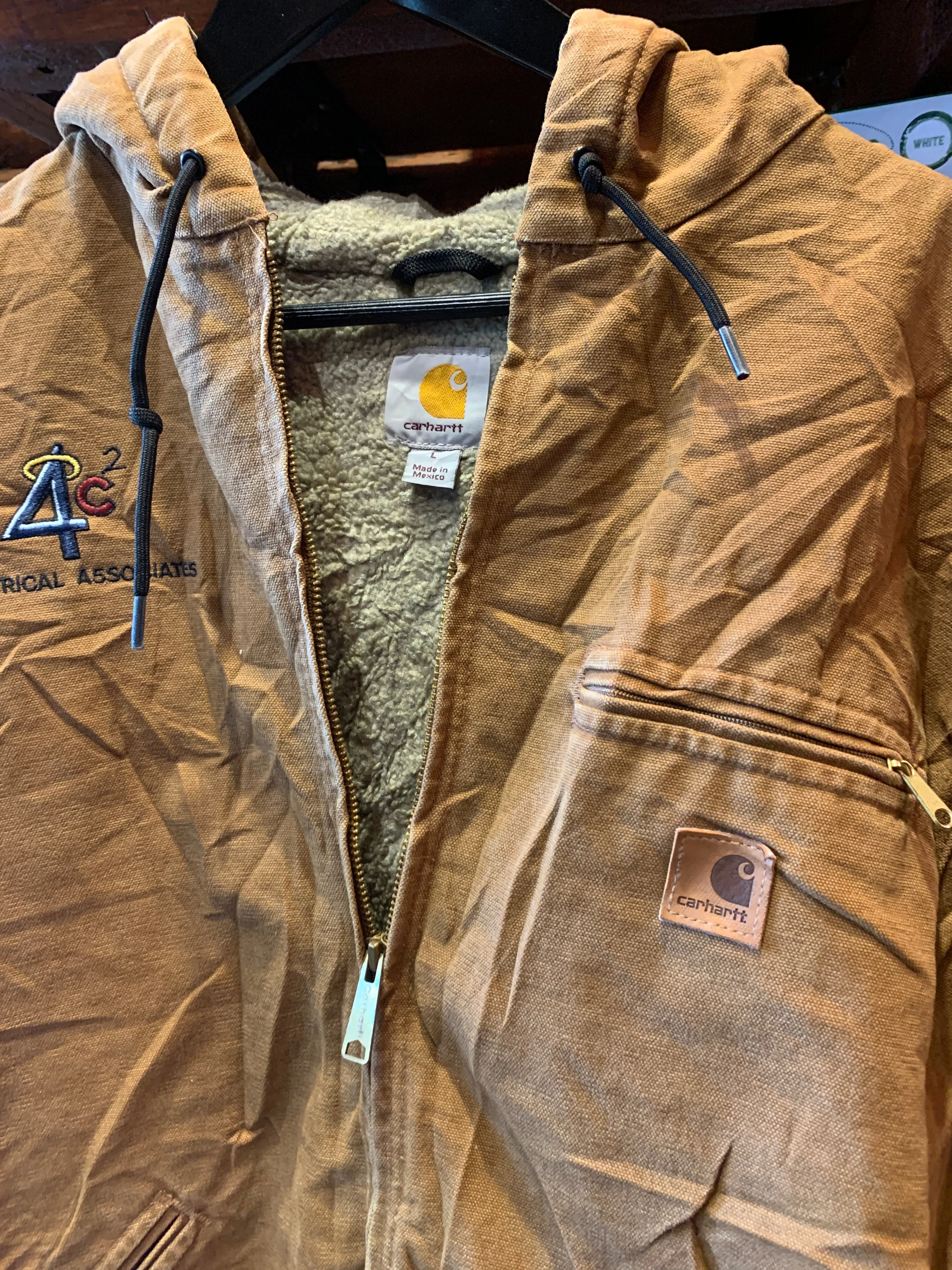 Vintage Carhartt Sherpa Lined Hooded Duckcloth Jacket, Large. FREE POSTAGE