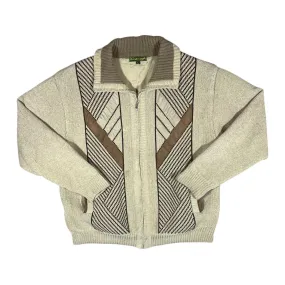 Vintage CHRISTOPHER KNIGHT Grandad Patterned Lightly Padded Zip Sweater Jumper
